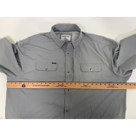 Poncho Button Up Shirt Mens 2XL Fishing Outdoor Performance Magnetic Pocket Gray - Picture 4 of 10